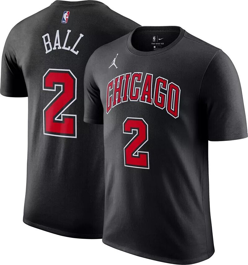

Мужская черная футболка Jordan Chicago Bulls Lonzo Ball #2 для игрока