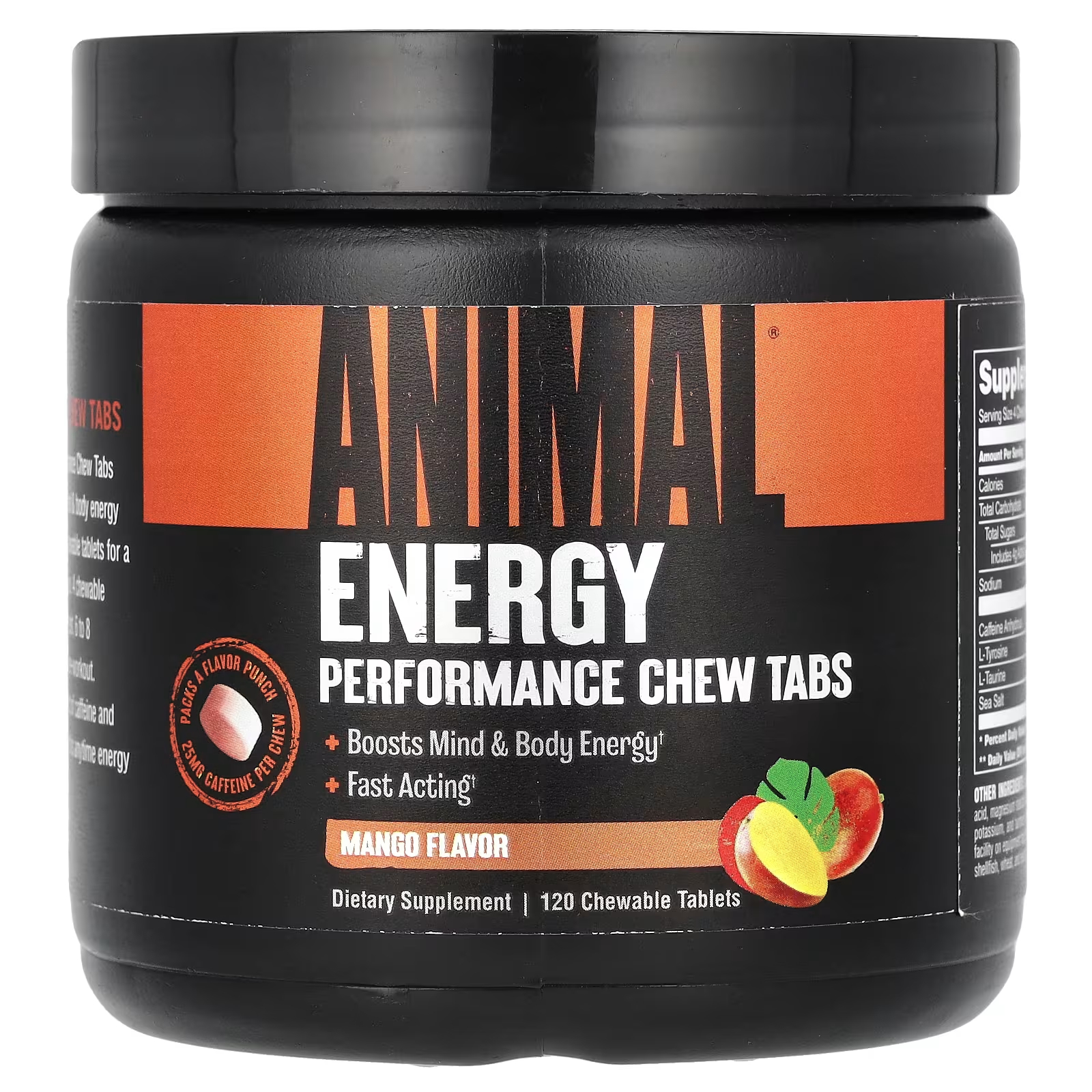 Пищевая добавка Animal Energy Performance Chew Tabs Mango, 120 жевательных таблеток