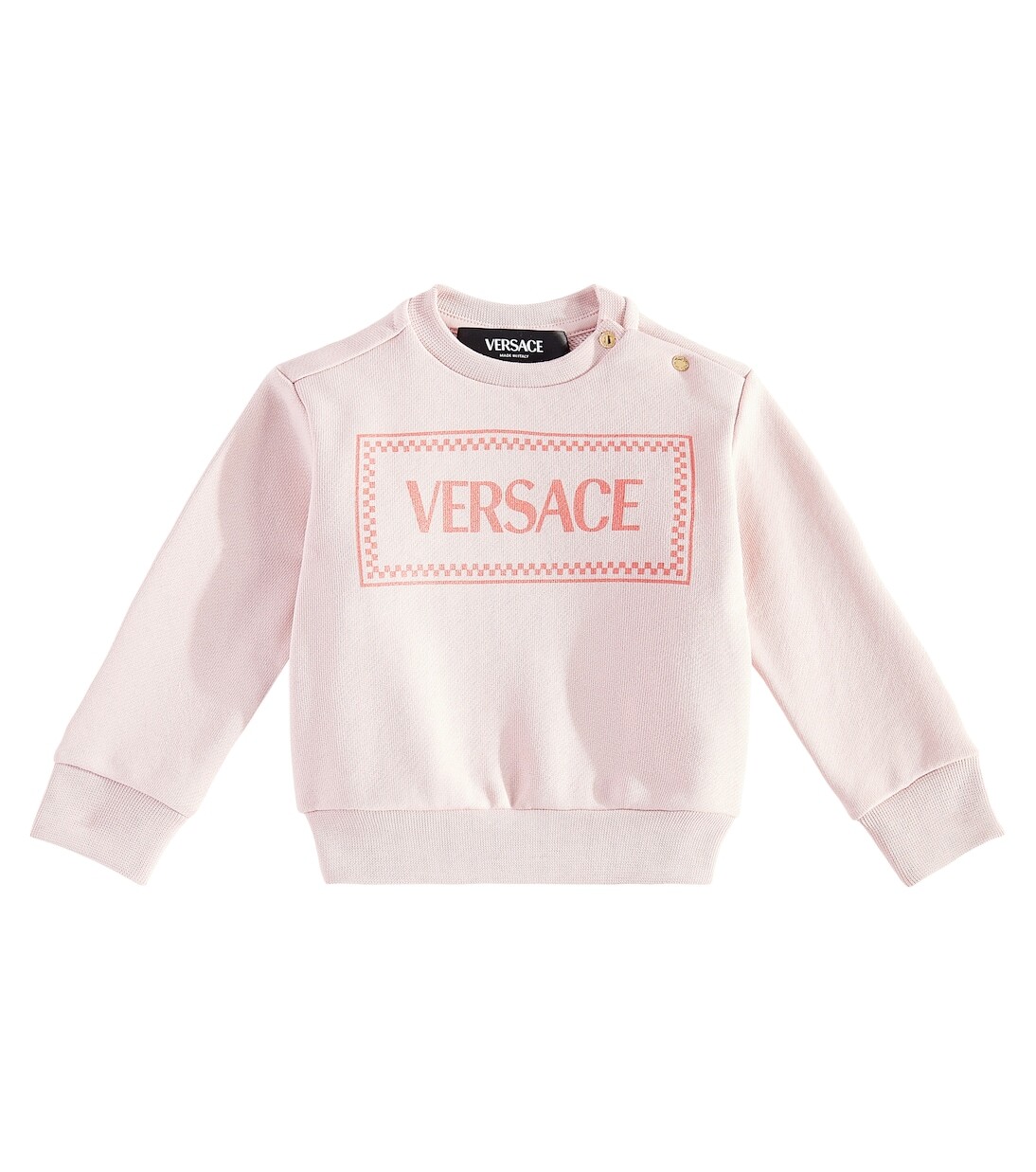 

Свитер из хлопкового джерси с логотипом Baby Versace, розовый