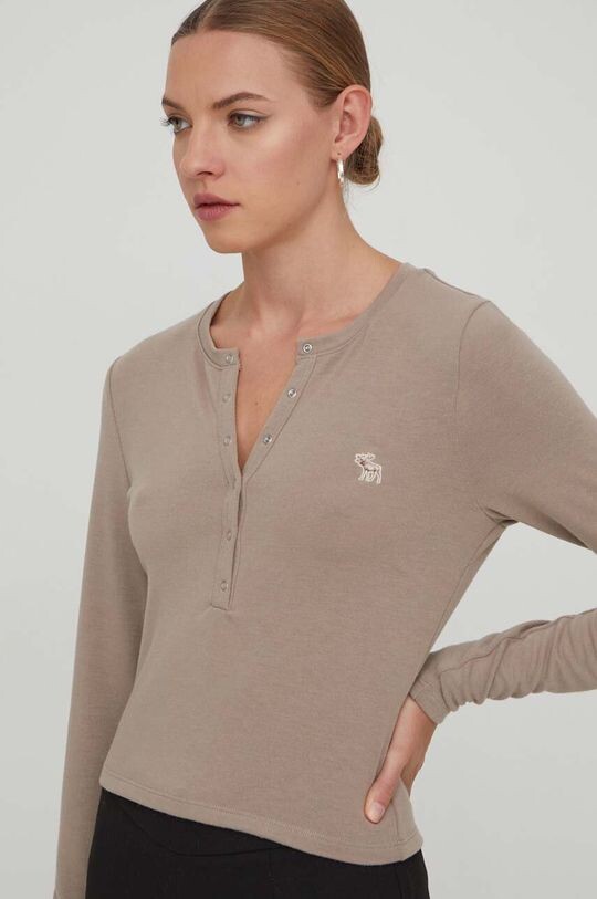 

Футболка с длинными рукавами Abercrombie & Fitch, бежевый