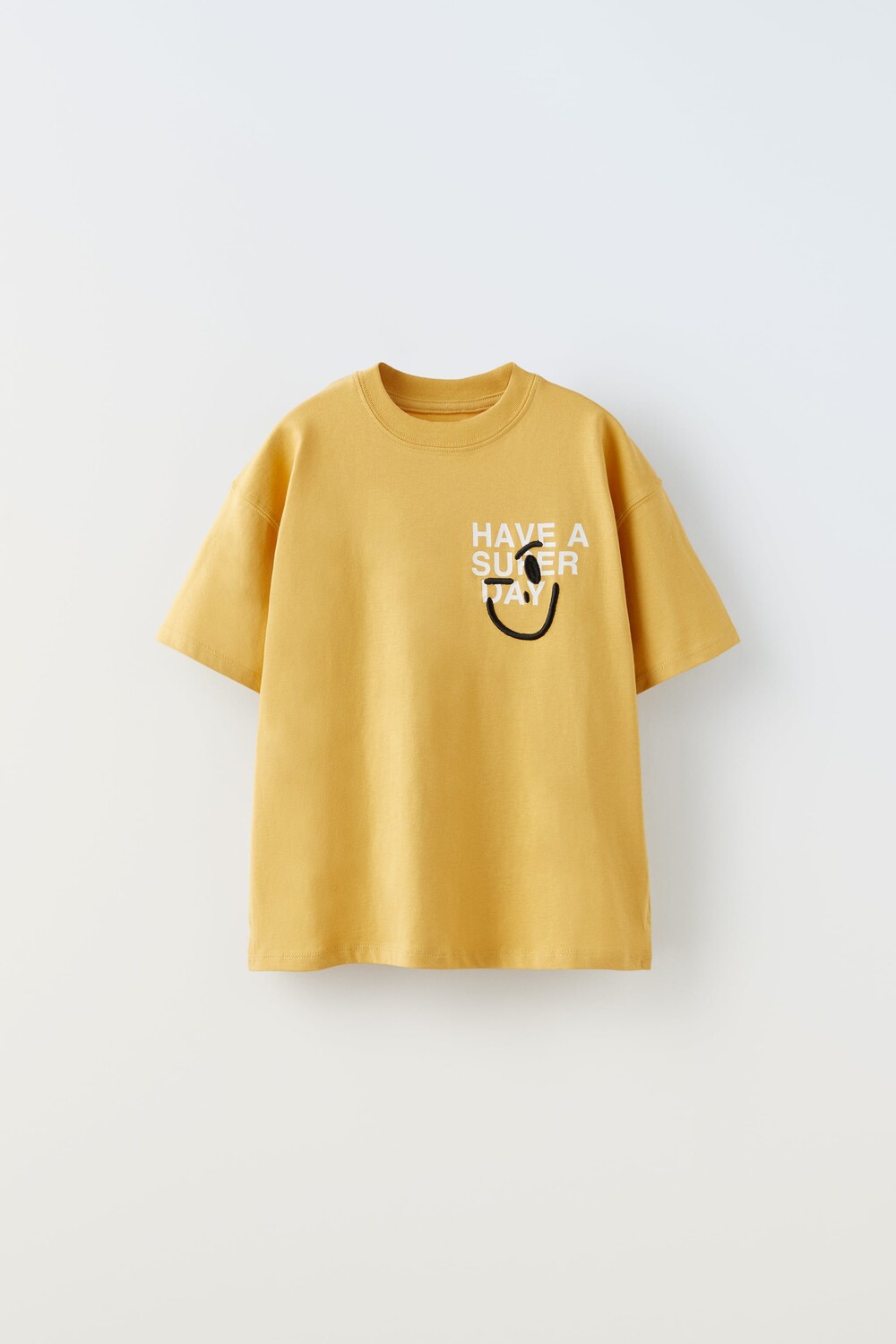 

Футболка с вышивкой Zara, охра