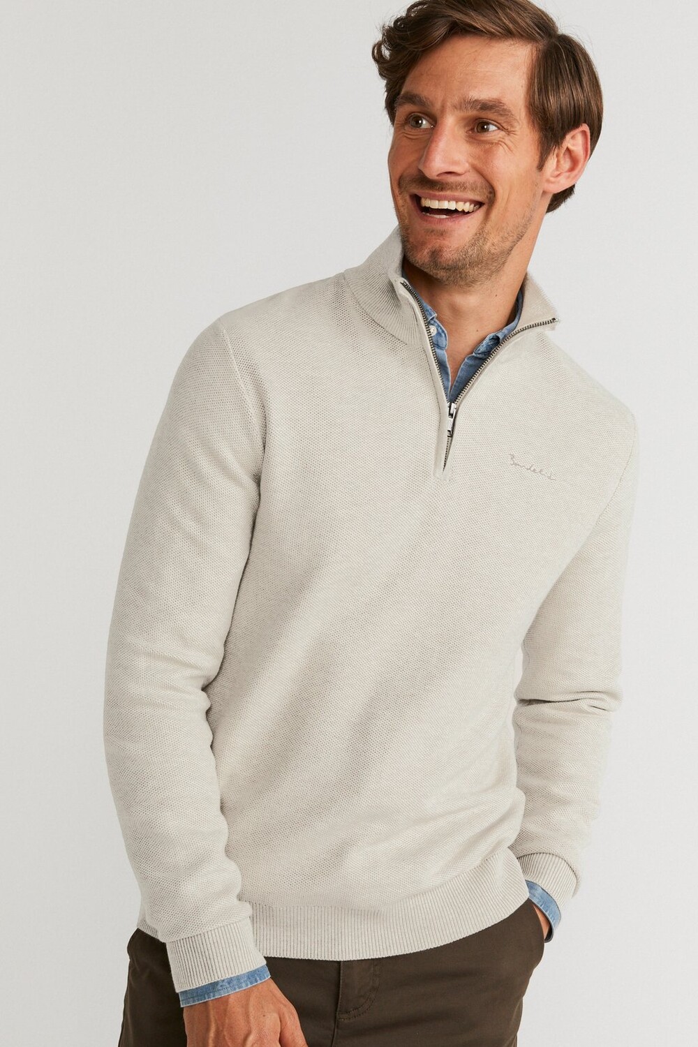 

Вязаный свитер Didier half zip BONDELID, цвет beige melange