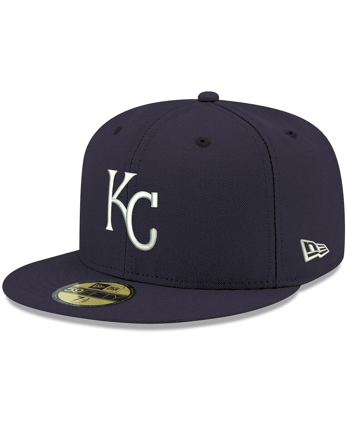 

Мужская темно-синяя шляпа с логотипом Kansas City Royals, белая 59FIFTY, приталенная шляпа New Era