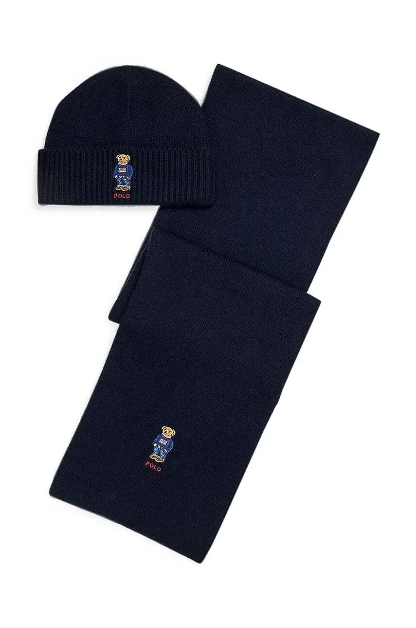 

Шапка и шарф Polo Ralph Lauren с добавлением шерсти, синий