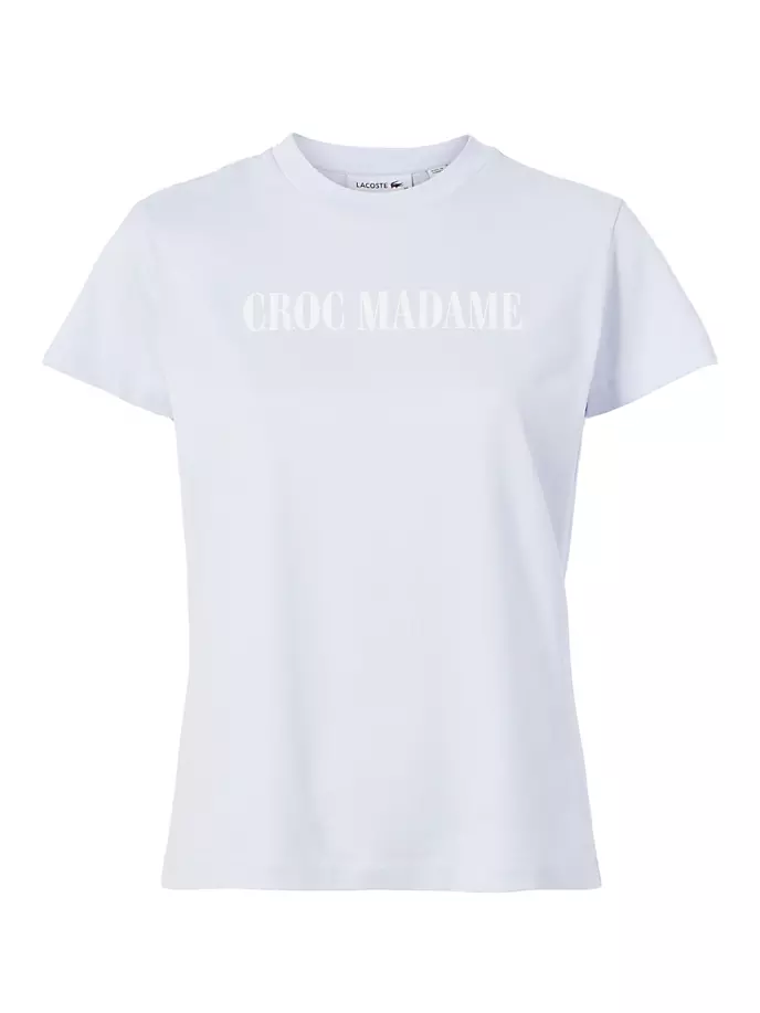 цена Lacoste X Bandier Croc Madame Хлопковая футболка с рисунком Lacoste X Bandier, белый