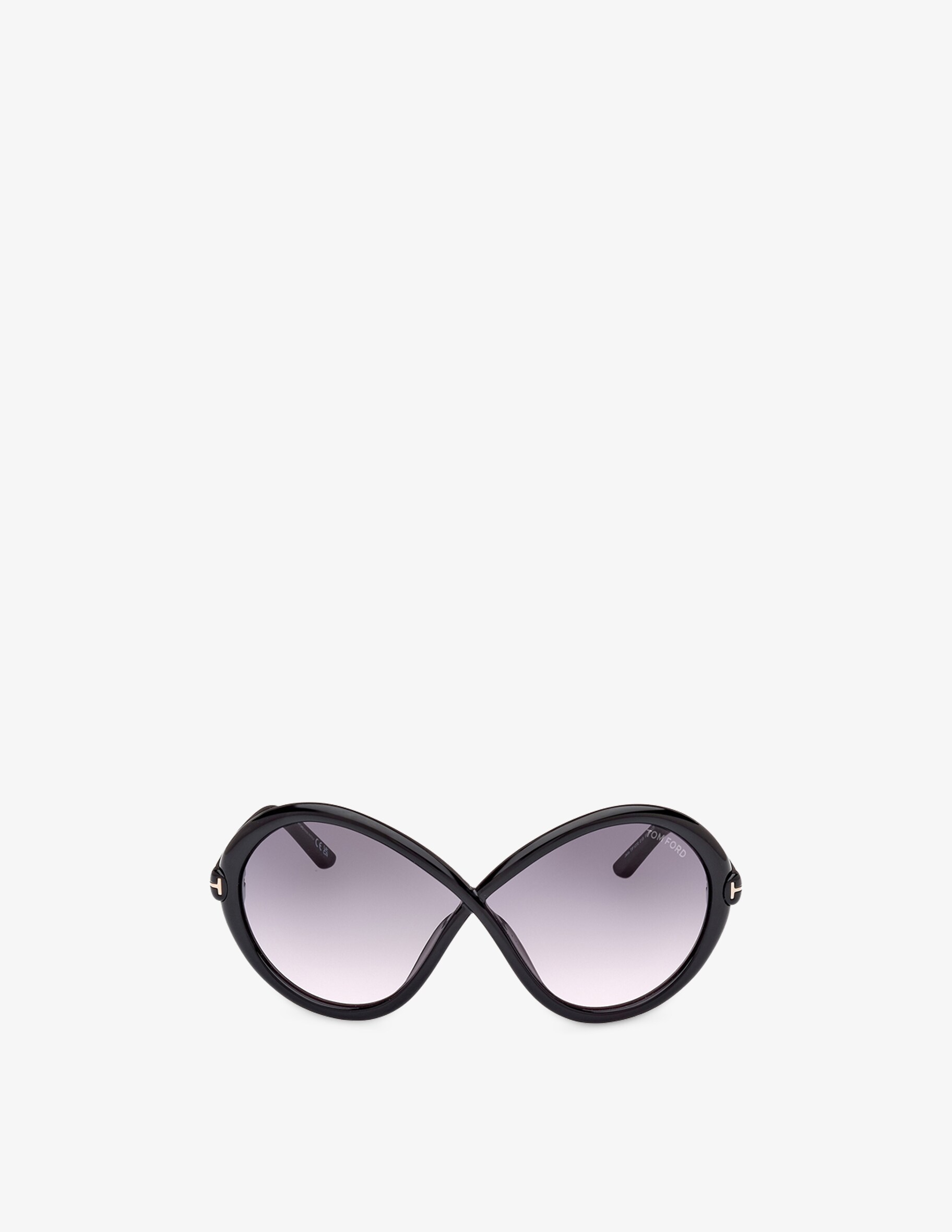 цена Солнцезащитные очки кошачий глаз Tom Ford, цвет Nero Lucido / Fumo Grad