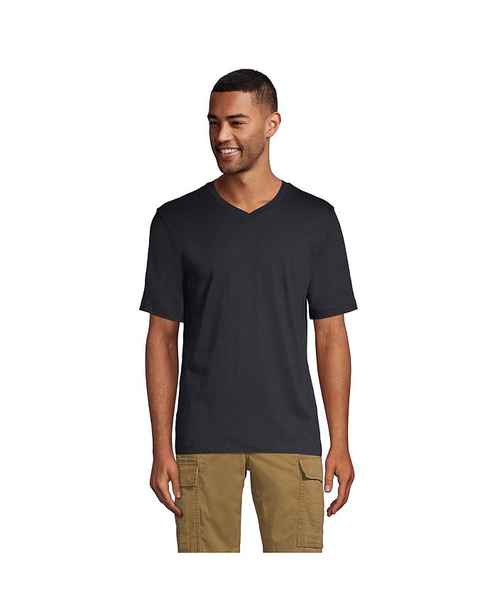 

Мужская футболка Super-T с короткими рукавами и v-образным вырезом для высоких мужчин Lands' End, цвет Black