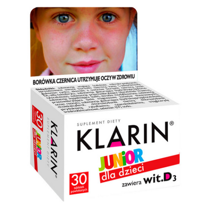 Klarin Junior 30 таблеток Здоровые глаза с черникой Витамины для детей Farmapol