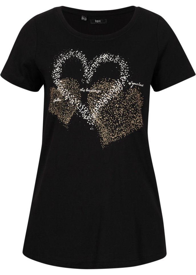 Рубашка с принтом в виде сердца из натурального хлопка короткие рукава Bpc Bonprix Collection, черный рубашка с принтом в виде сердца из натурального хлопка короткие рукава bpc bonprix collection красный
