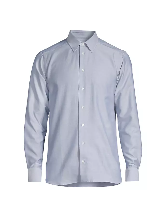 

Классическая рубашка из фактурного хлопка Emporio Armani, цвет solid light