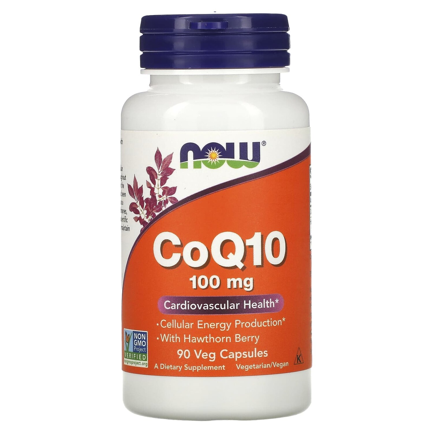 

CoQ10 с ягодами боярышника, 100 мг, 90 растительных капсул, NOW Foods