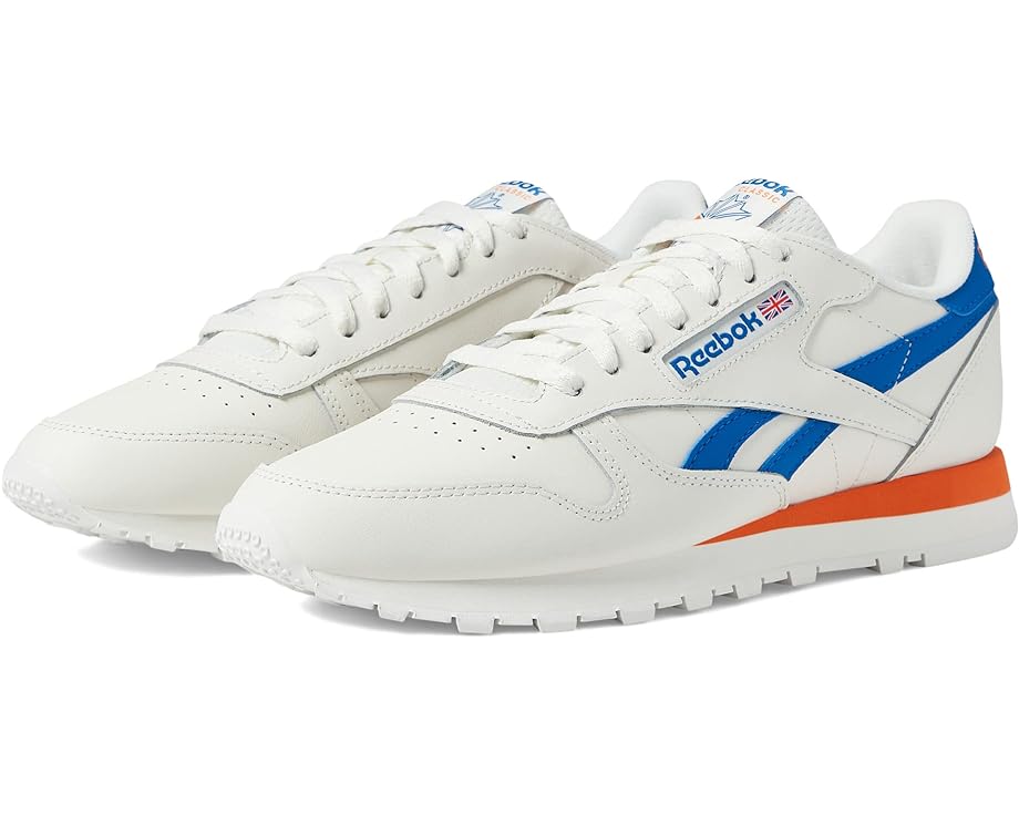 

Кроссовки Reebok Classic Leather, цвет Chalk/Vector Blue/Smash Orange