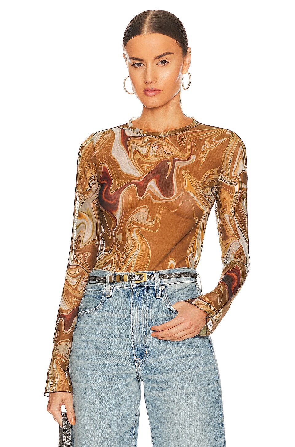 

Топ Bec + Bridge Gold Marble Long Sleeve, цвет Print