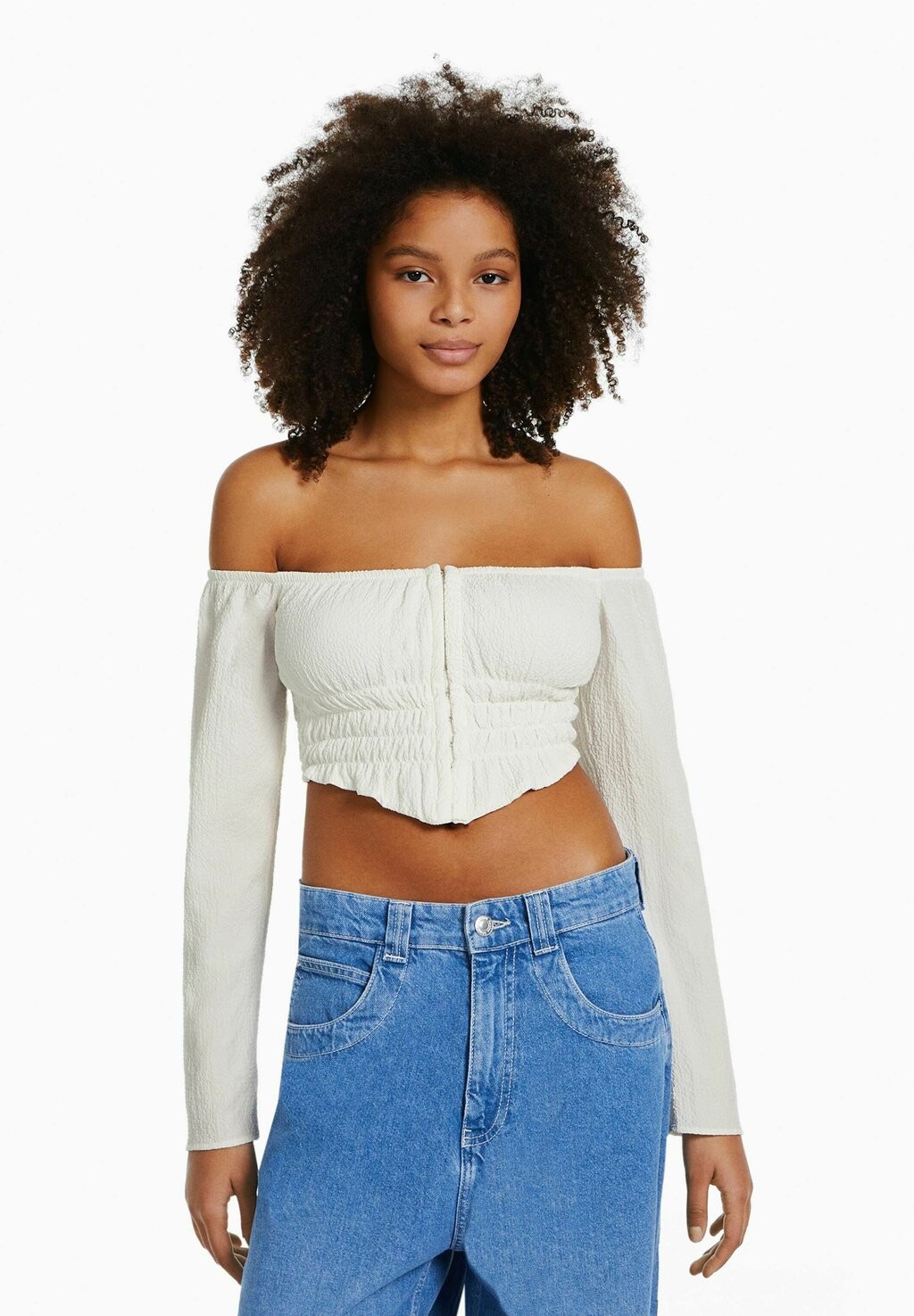 

Блузка Bershka, бежевый