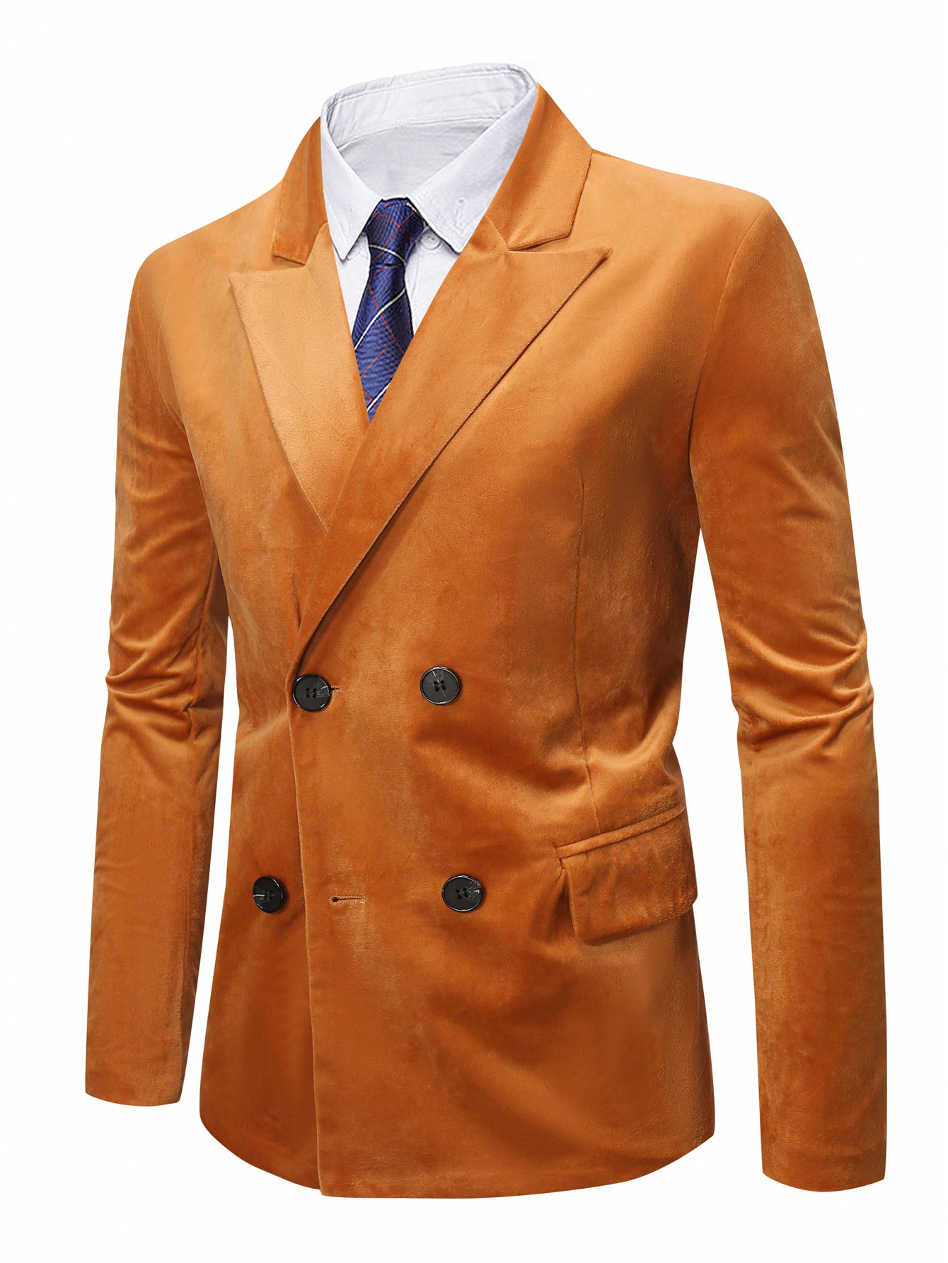 цена Мужской двубортный пиджак Manfinity Mode размера плюс, апельсин