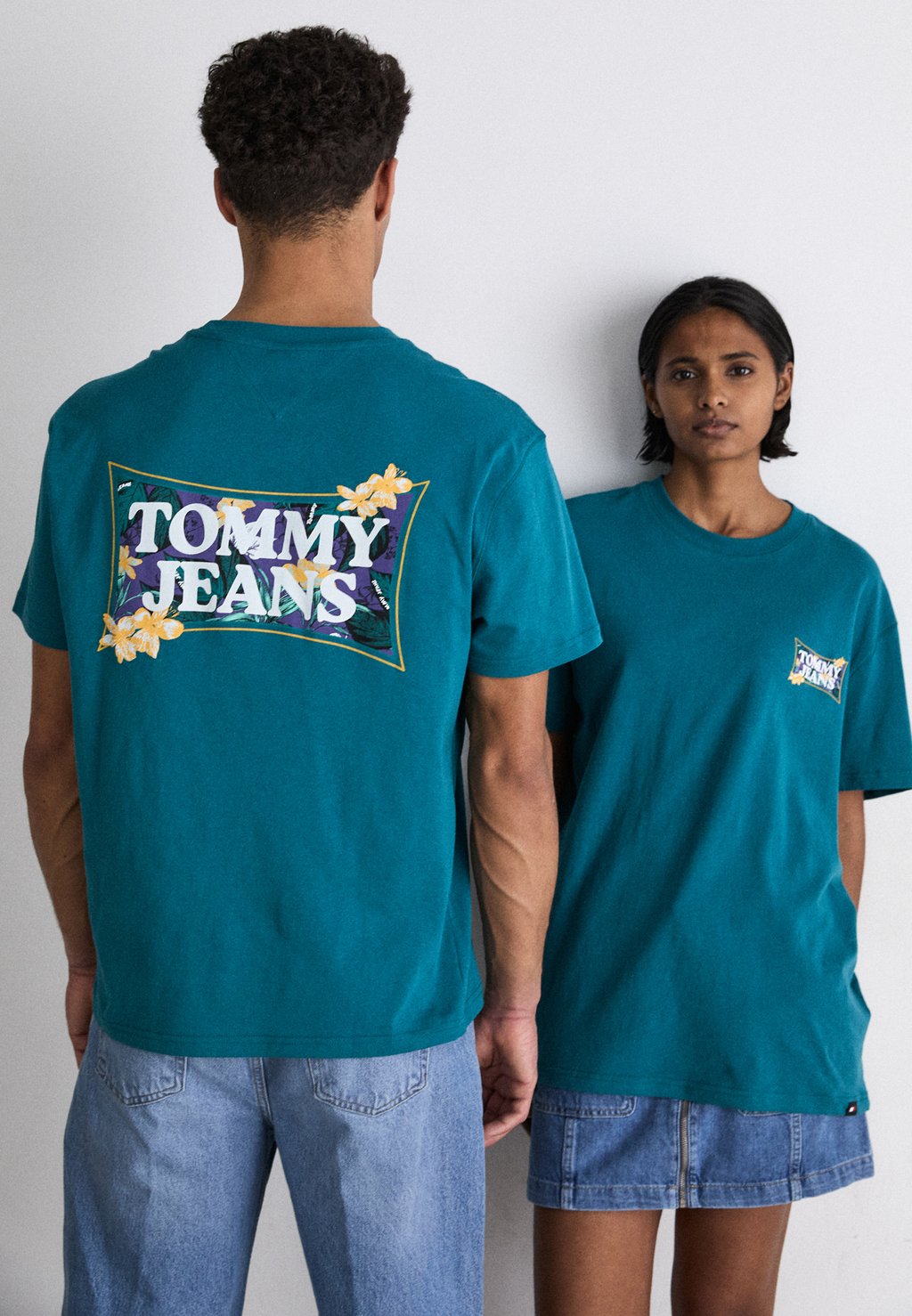Футболка с принтом FLOWER POWER TEE UNISEX Tommy Jeans, цвет timeless teal