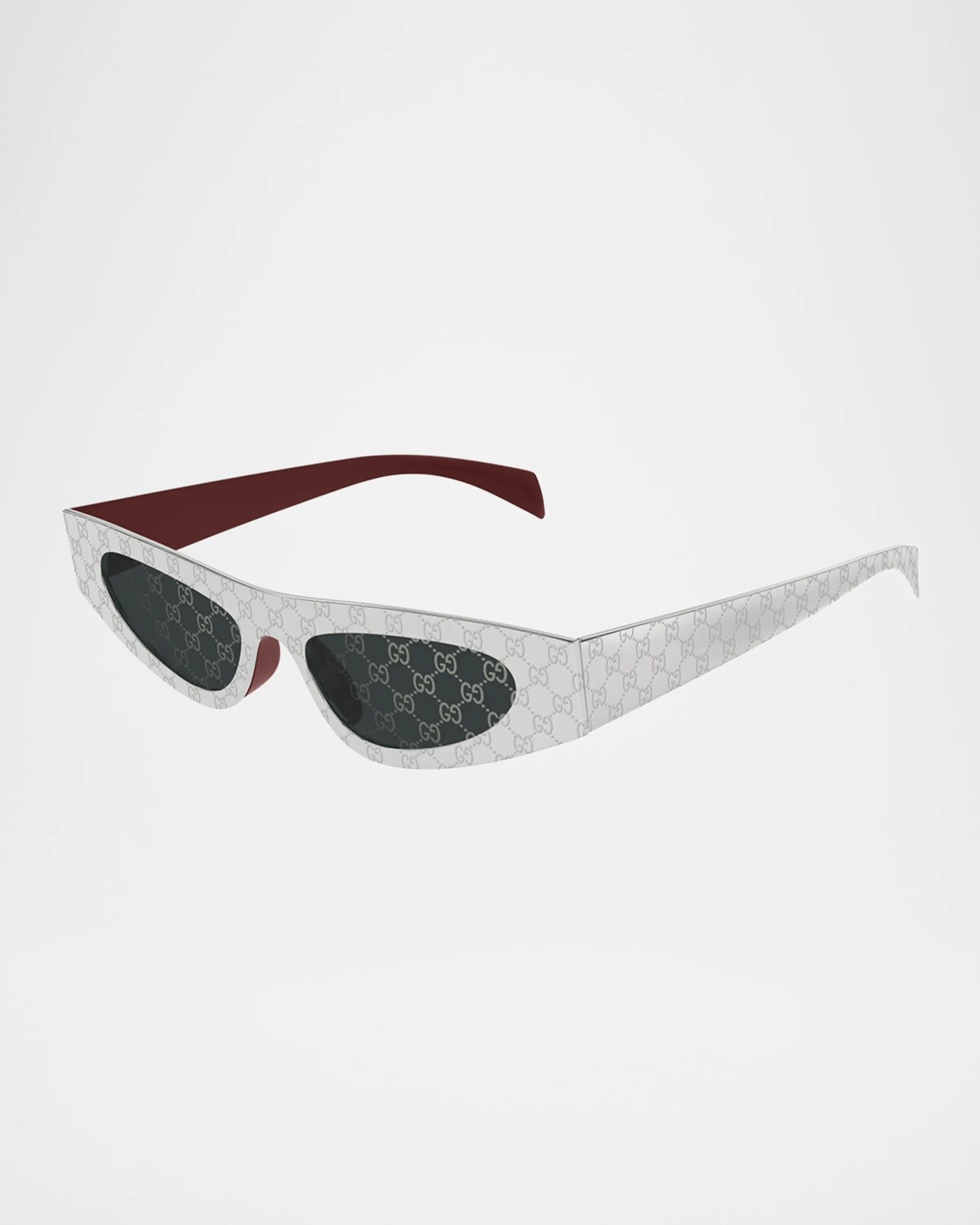 

Металлические солнцезащитные очки «кошачий глаз» Gucci, цвет Shiny Silver Burgundy