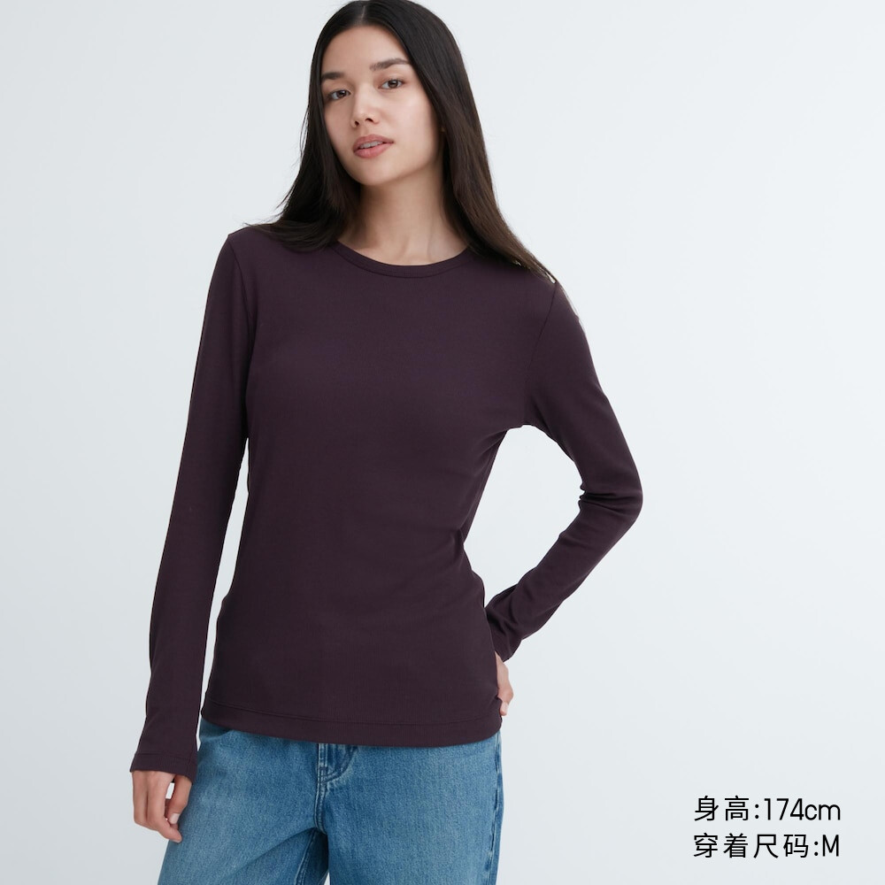 

Женская футболка Uniqlo с тонким круглым вырезом, бордовый