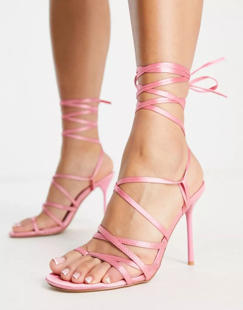 

SIMMI London Una розовые атласные босоножки на шнуровке SIMMI Shoes
