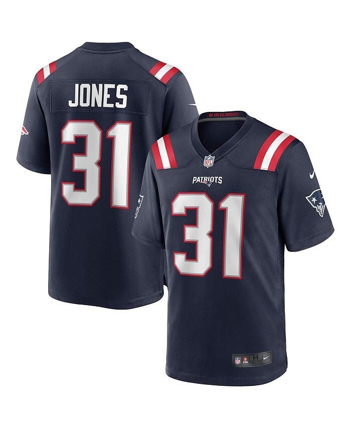 

Мужская игровая майка Джонатана Джонса темно-синего цвета New England Patriots Nike, синий