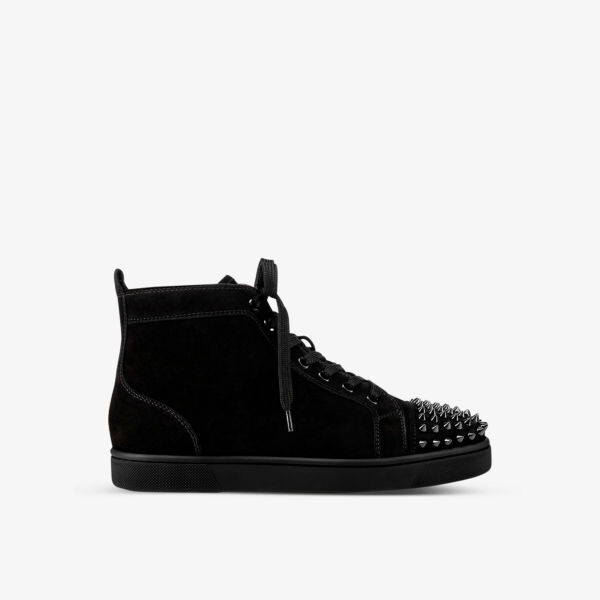 

Высокие замшевые кроссовки Louis Spikes Christian Louboutin, черный