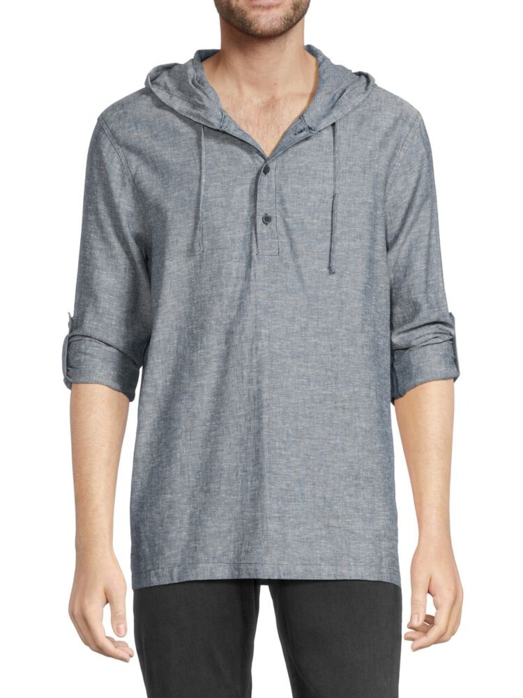 

Толстовка Henley из льняной смеси Saks Fifth Avenue, темно-синий