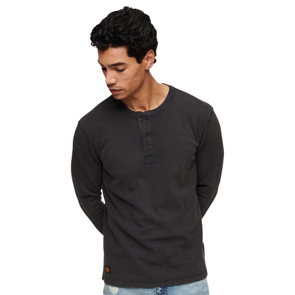 цена Футболка Superdry Waffle Henley Long , черный