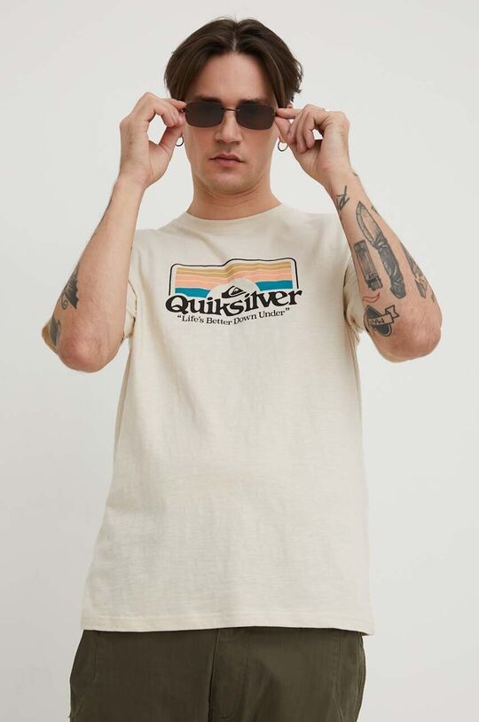 

Хлопковая футболка Quiksilver, бежевый