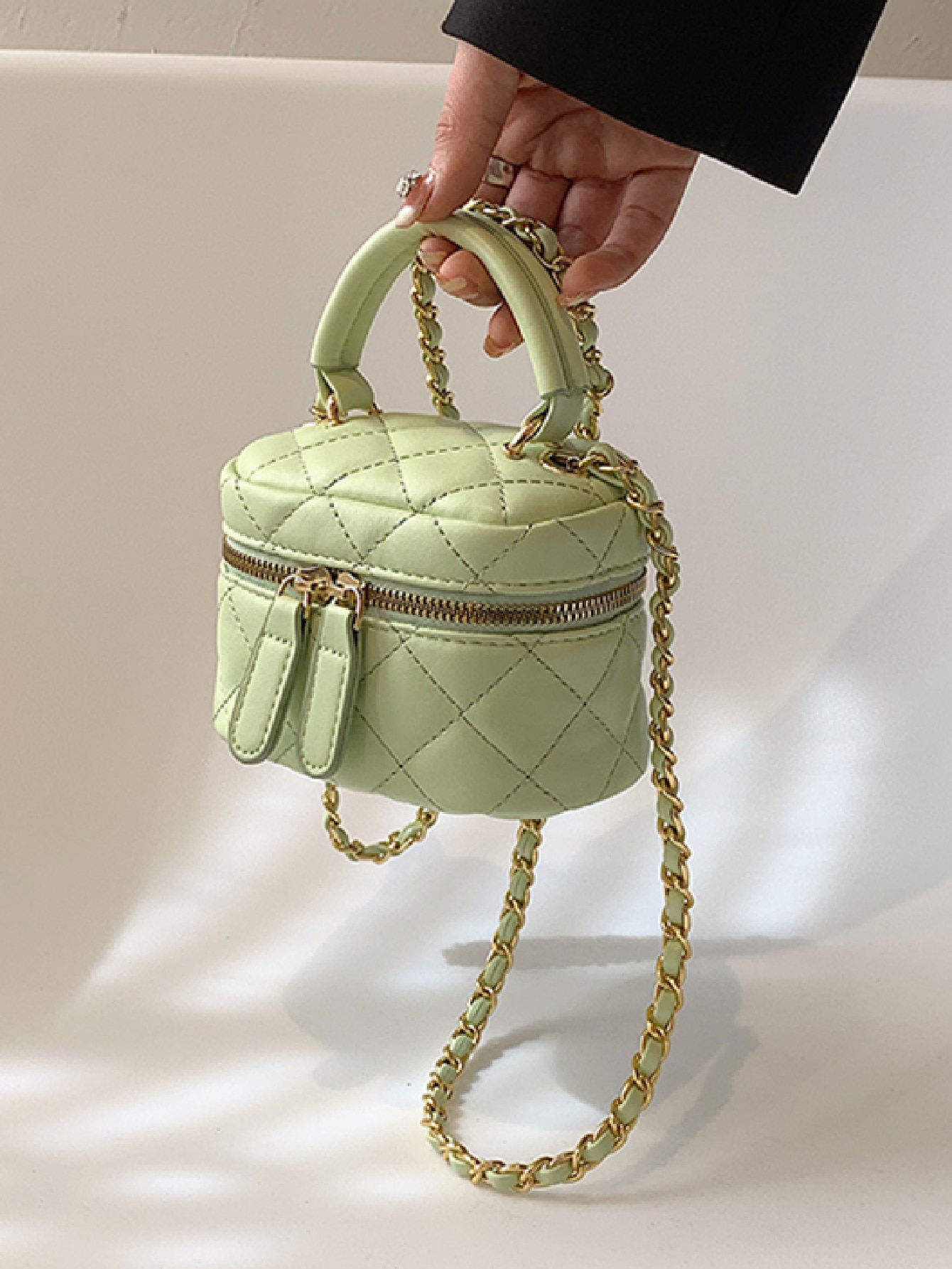 Мини-сумка через плечо со стеганой цепочкой, зеленый женская сумка через плечо из искусственной кожи с цепочкой 2021