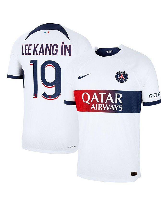

Мужская футболка Lee Kang In White Paris Saint-Germain 2023/24, выездной матч, аутентичная футболка игрока Nike, белый