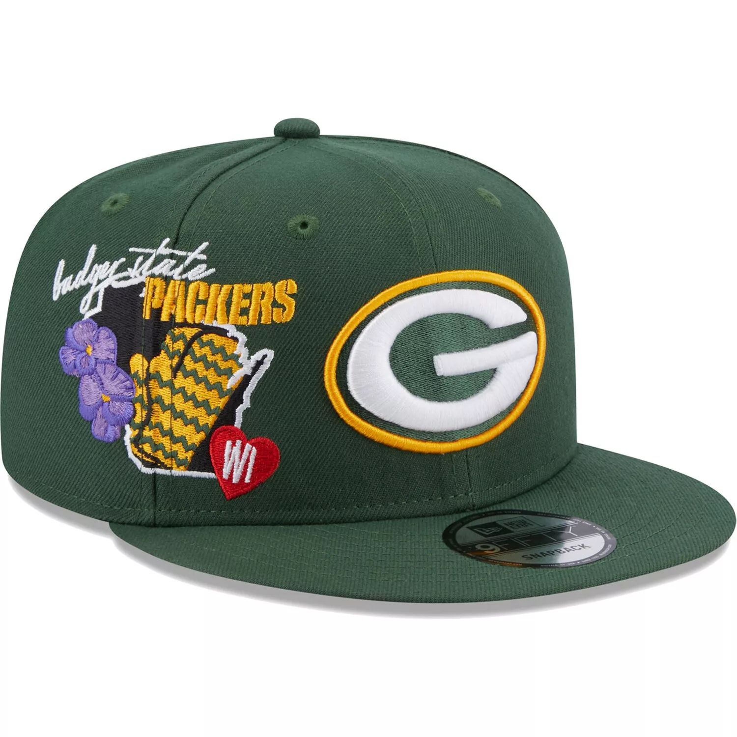 

Мужская кепка New Era Green Green Bay Packers Icon 9FIFTY Snapback