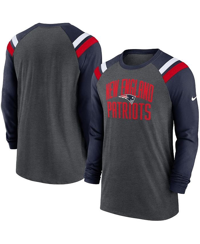 

Мужская модная спортивная футболка темно-серого цвета New England Patriots Tri-Blend реглан с длинным рукавом Nike, серый