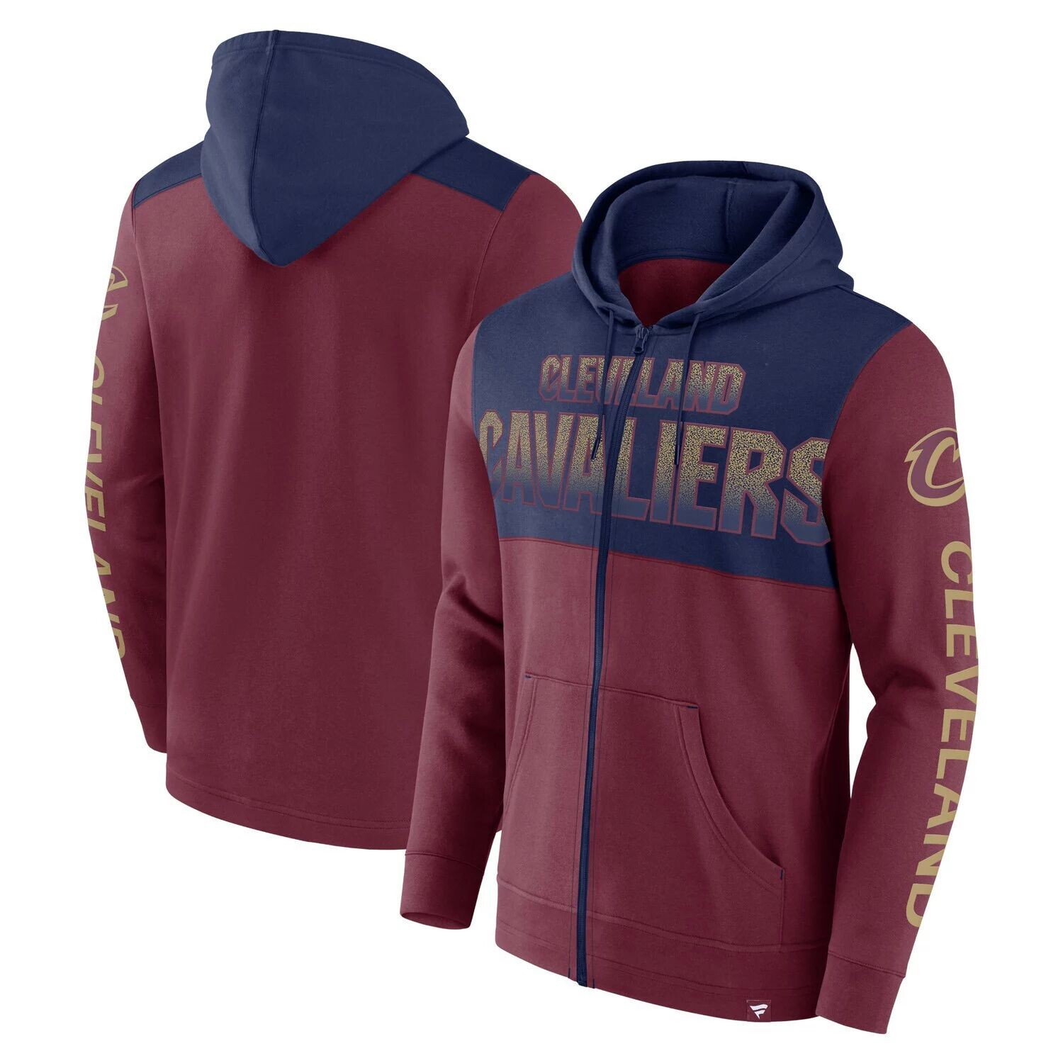 

Мужская фирменная винно-темно-синяя толстовка с молнией во всю длину Cleveland Cavaliers Skyhook Colorblock Fanatics, Синий