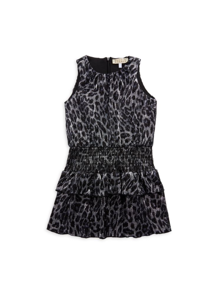 Платье-блузон с леопардовым принтом для маленькой девочки Hannah Banana, цвет Black Silver