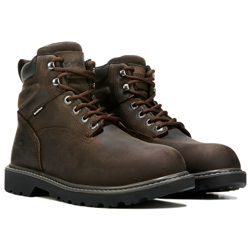 Мужские водонепроницаемые рабочие ботинки среднего/широкого размера с мягким носком и мягким носком Wolverine, коричневый