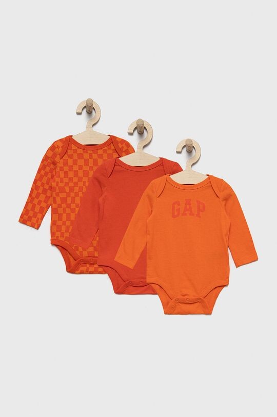

Хлопковое детское боди GAP (3 шт.), оранжевый
