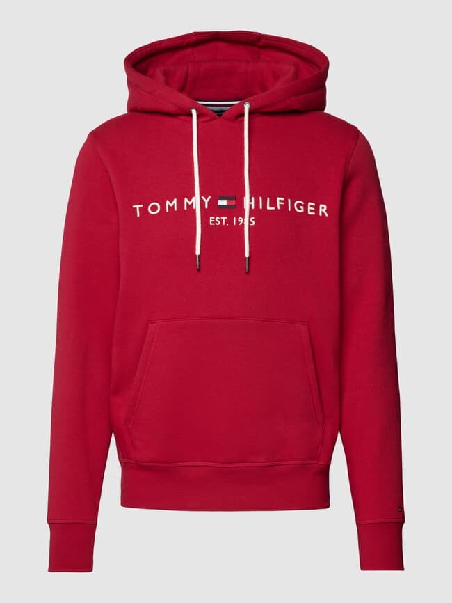

Толстовка с вышивкой этикеток Tommy Hilfiger, вишнево-красный