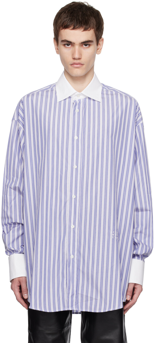 

Синяя рубашка в полоску MM6 Maison Margiela