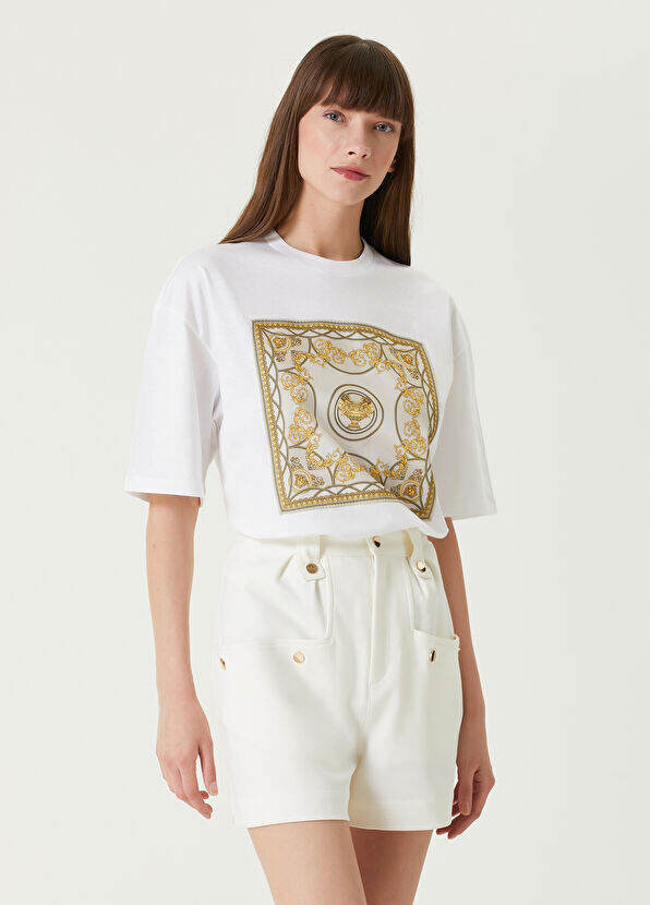 

Футболка с золотой нашивкой Versace, белый