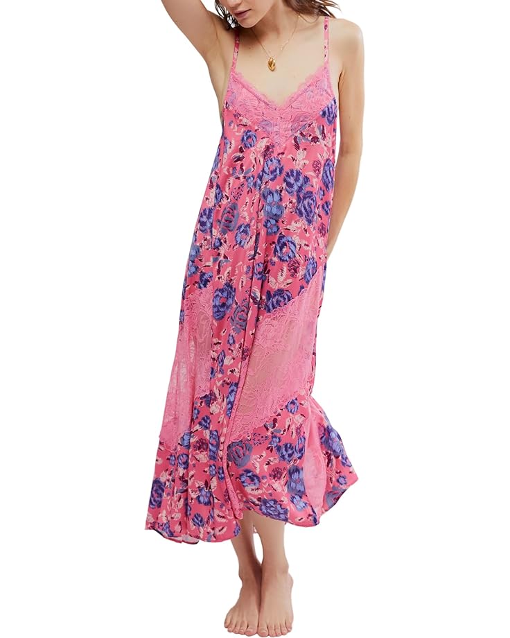 Платье Free People First Date Printed Maxi Slip, цвет Sweet Pink Combo
