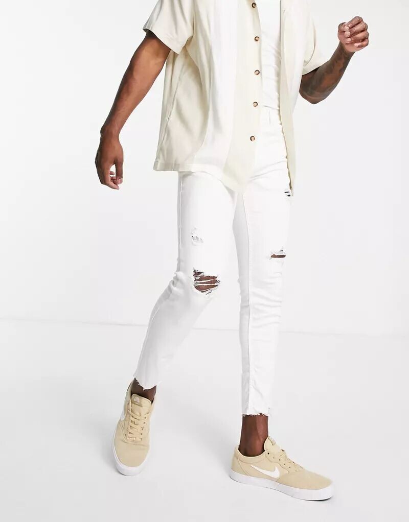 

Белые рваные джинсы скинни Pull&Bear, эксклюзивно для ASOS