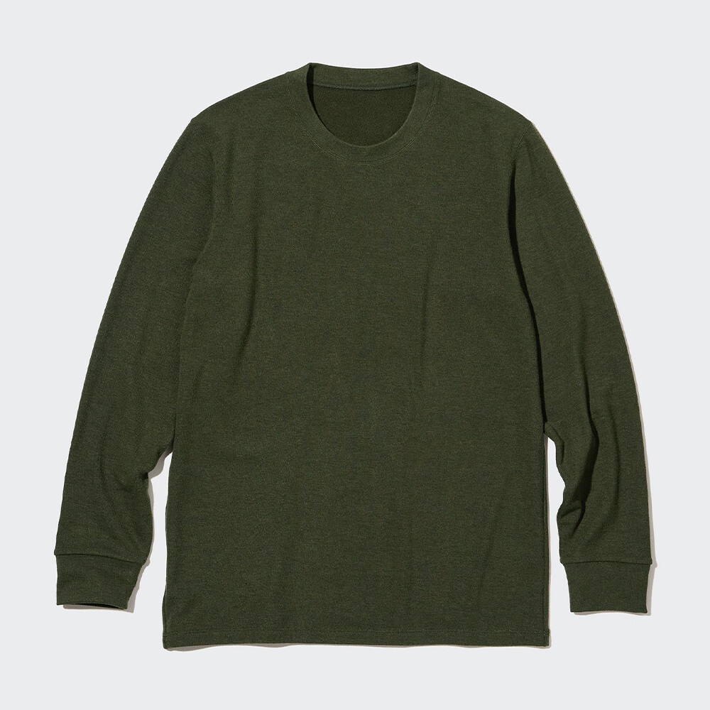 

Мужскоенижнее белье Uniqlo HEATTECH круглым вырезом, темно-оливковый