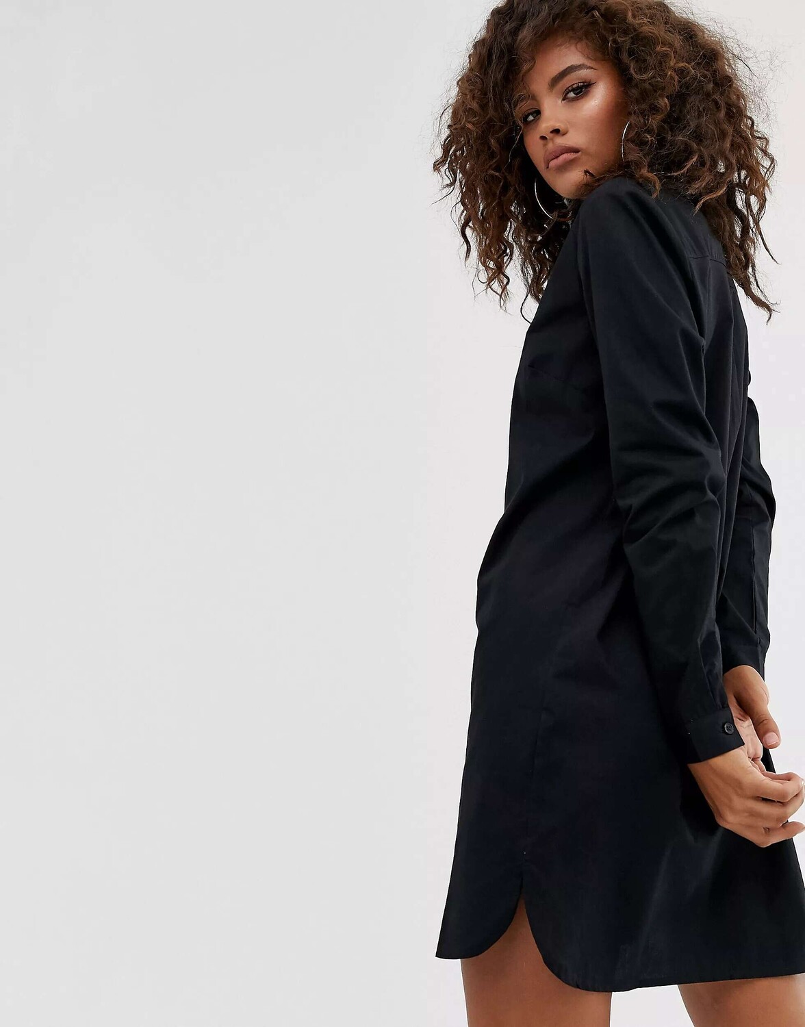 

Черное хлопковое платье-рубашка мини ASOS DESIGN Tall