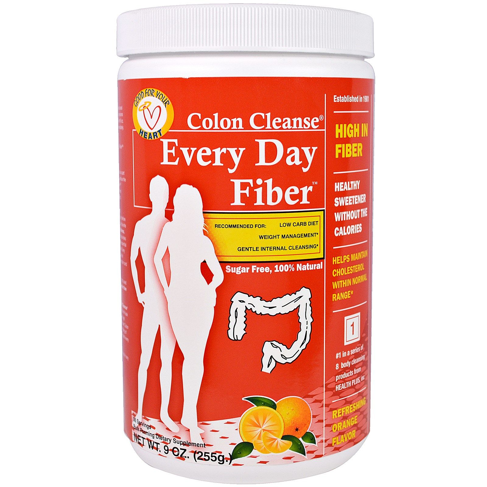 Health Plus Чистка кишечника с ежедневными волокнами средство для чистки толстого кишечника с пищевыми волокнами и освежающим апельсиновым вкусом 9 унций (255 г)