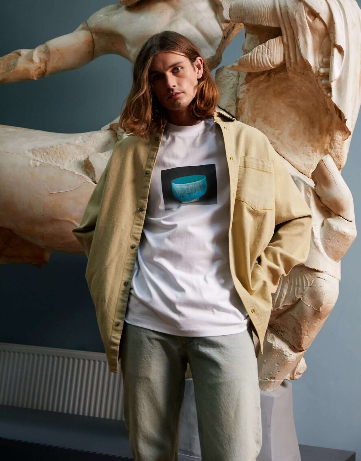 

Белая футболка оверсайз с нефритовой чашей TOPMAN x ASHMOLEAN, Белый