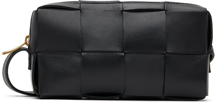 

Черная мини-сумка-кассета Bottega Veneta, цвет Black/Gold