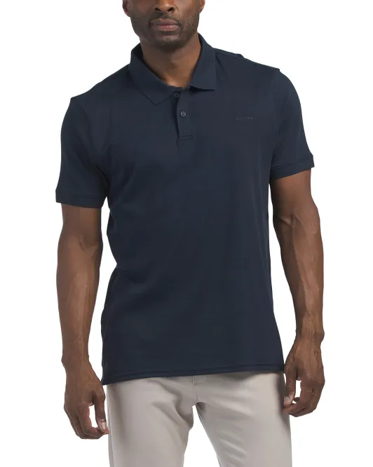 

Однотонное жидкое поло с короткими рукавами Calvin Klein, цвет Dark Sapphire