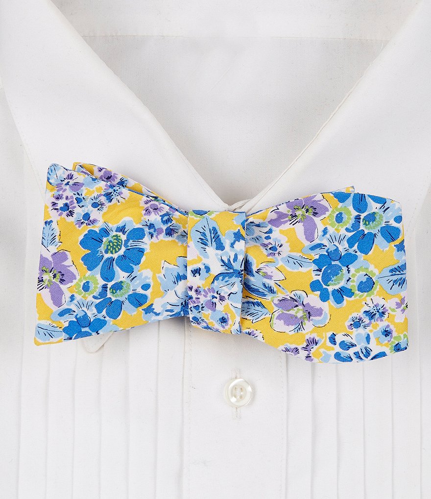 Плетеный галстук-бабочка Cremieux с расписными цветами, желтый