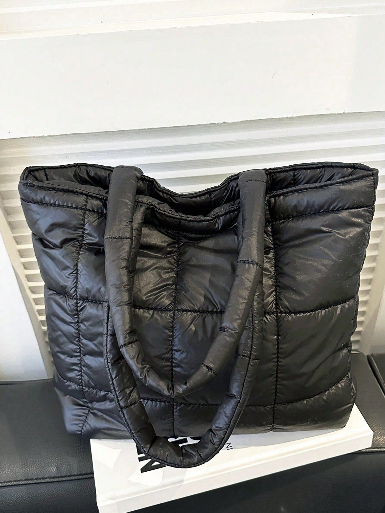 Женская однотонная повседневная стеганая большая сумка большой вместимости с хлопчатобумажной подкладкой, черный
