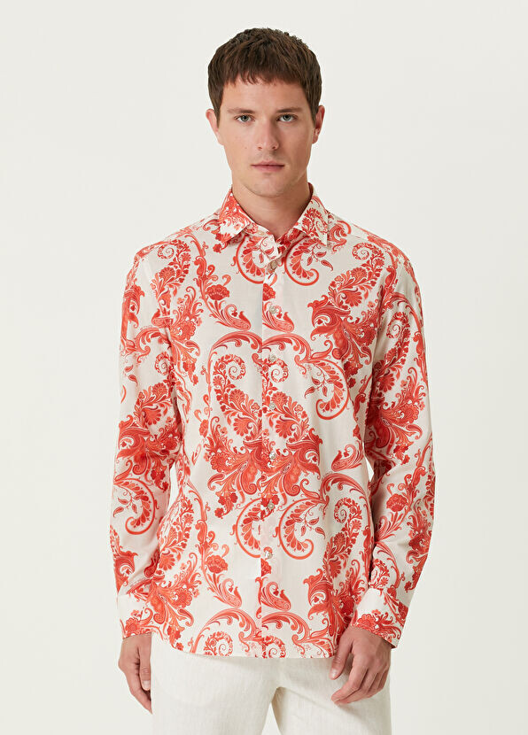 

Оранжевая рубашка с рисунком Etro, белый